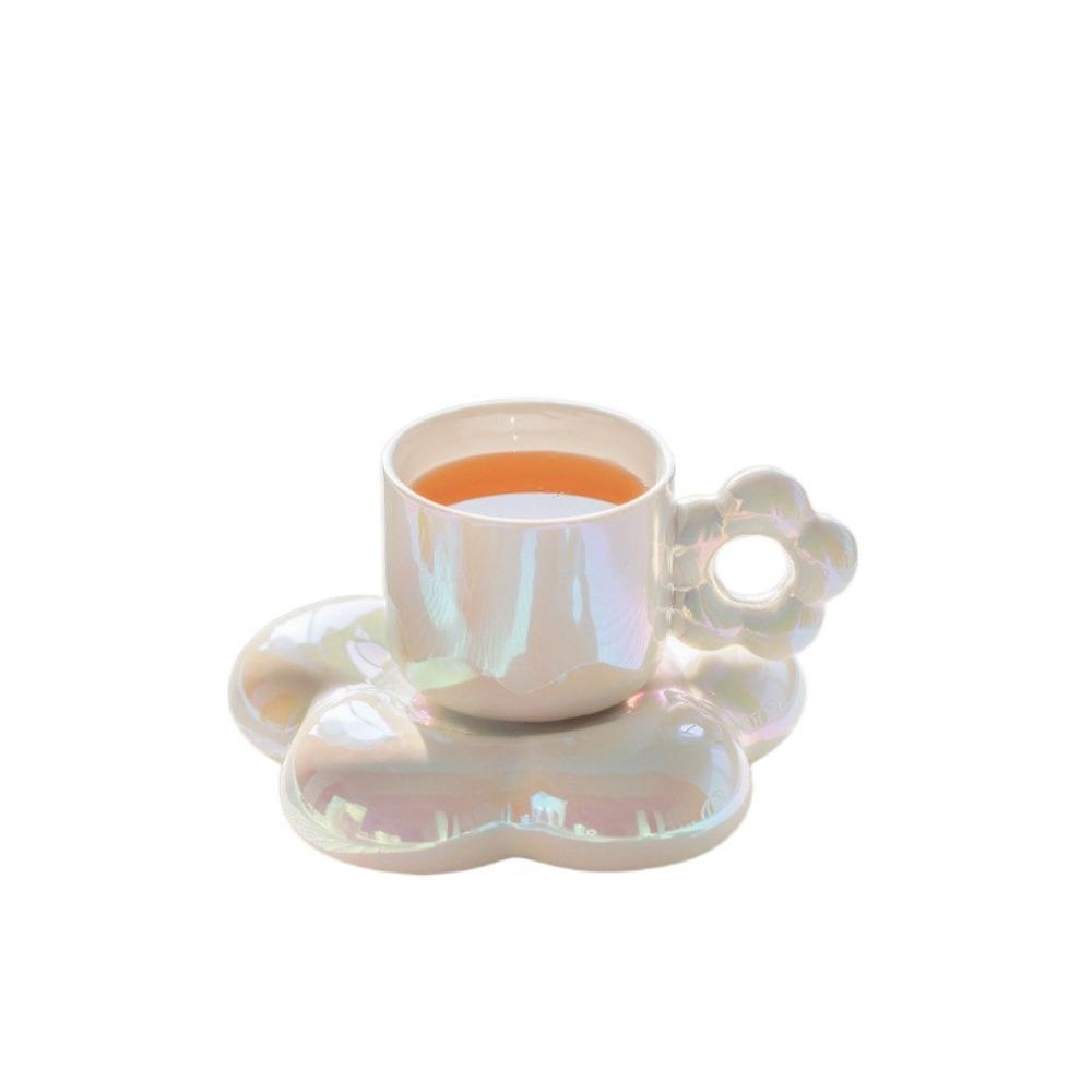Cute Coffee Cup Dish with Handle Tea Drinking Cup Drinkware Flower Mug  Water