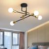 DELIPOP Sputnik Light Fixture, 4 Light Black and Gold Modern Sputnik Chandelier Ceiling Light, E26 Industrial Metal Semi Flush Mount Ceiling Light