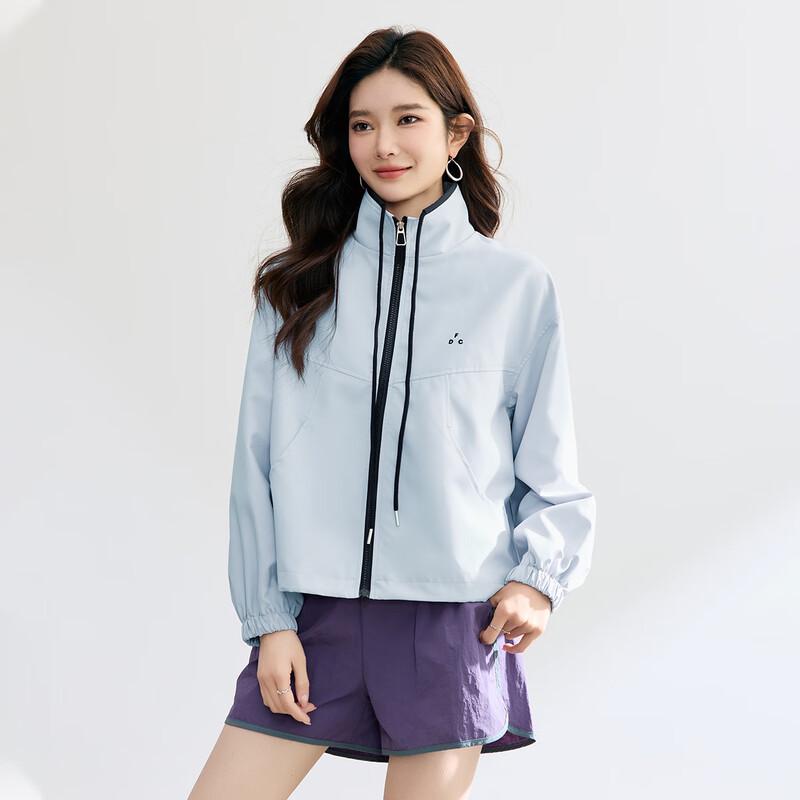 TERRE BLEUE Women's Loose Fit Stand-Collar Jacket