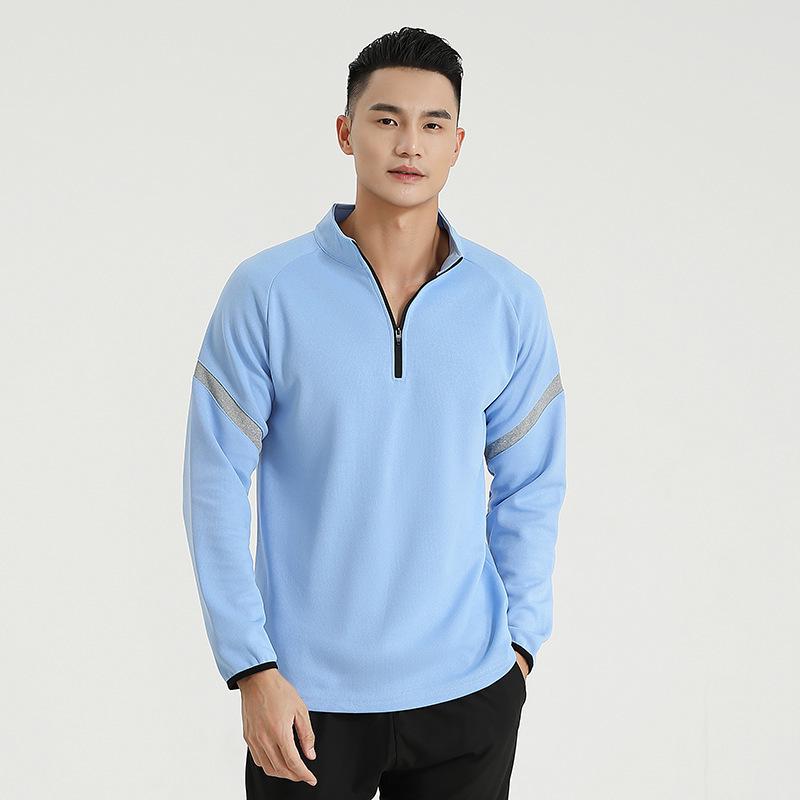Spring 2024 Men's Half-Zip Long-Sleeve Fitness Sweatshirt for Running and Training