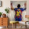 Messi Splatter Art Wall Tapestry, Back View Jersey Design, Soft Decor for Dorm Rooms & Soccer Enthusiasts & Sports Collectors