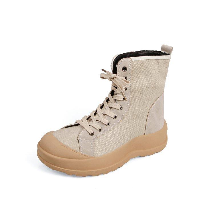 Frosted thick-soled heightening Martin boots women's autumn 2025 new lapel locomotive boots retro British style short boots