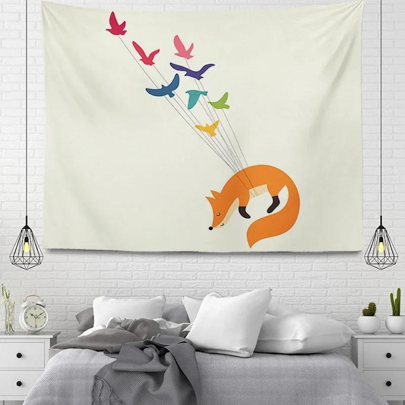 Colorful Cartoon Animal Decorative Tapestry Home Wall Decor Living Room Office Tapestry