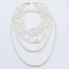 Longue chaîne de clavicule multicouche en fausses perles, collier de perles baroques pour femme