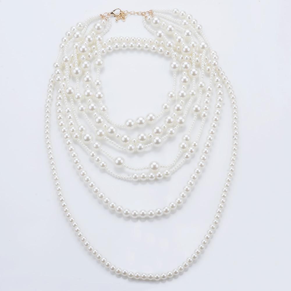 Long Multilayer Imitation Pearl Collarbone Chain Baroque Pearl Necklace Female