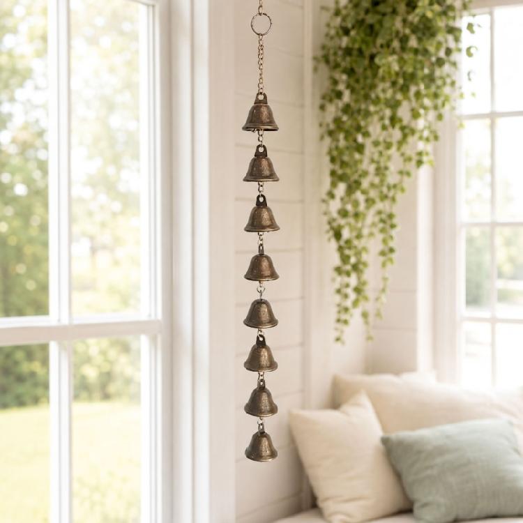 Balconies Metal Wind Chimes Hanging Decors With Bells and Chain, Soft Bells Accent for Patios, Porch, Window or Entryway