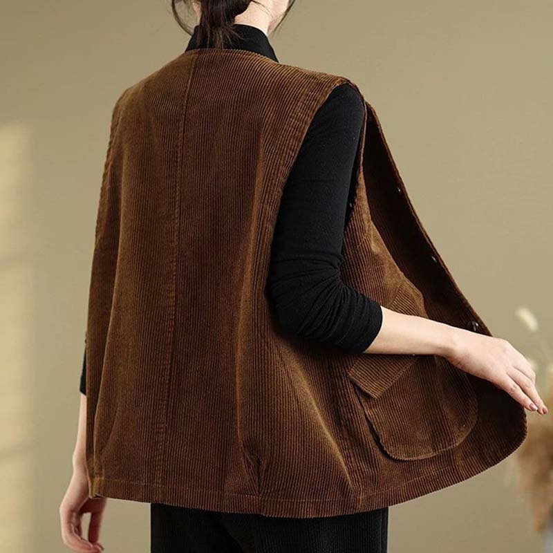 Vest for Women Cotton Autumn Winter Sleeveless Tops Vest Thickened Casual Round-neck Vest