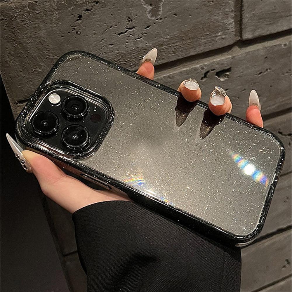 Luxury Transparent Glitter Bling Case For iPhone 11 12 13 14 15 16 Pro Max X XR XS 7 8 Plus Clear Soft Shockproof Bumper Cover