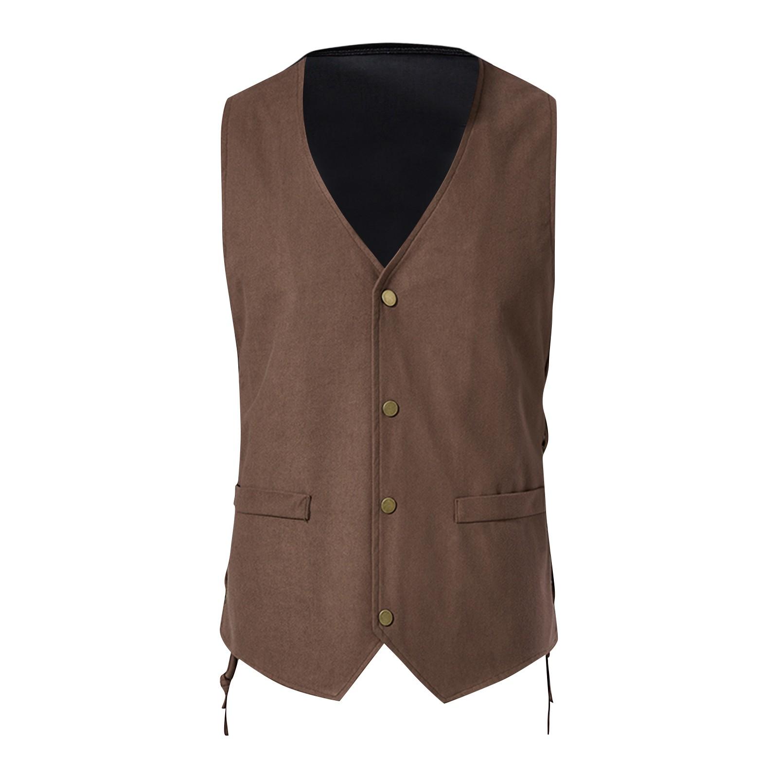 

Новый мужской однобортный однобортный жилет в стиле ретро, ​​модный повседневный жилет большого размера XXL коричневый
