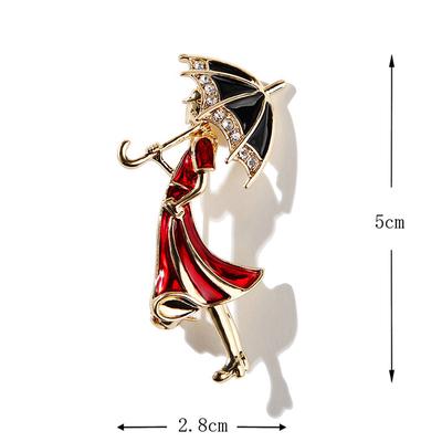 Enamel   Girl Wearing Umbrella Collar Brooch Pins Jewelry Gift