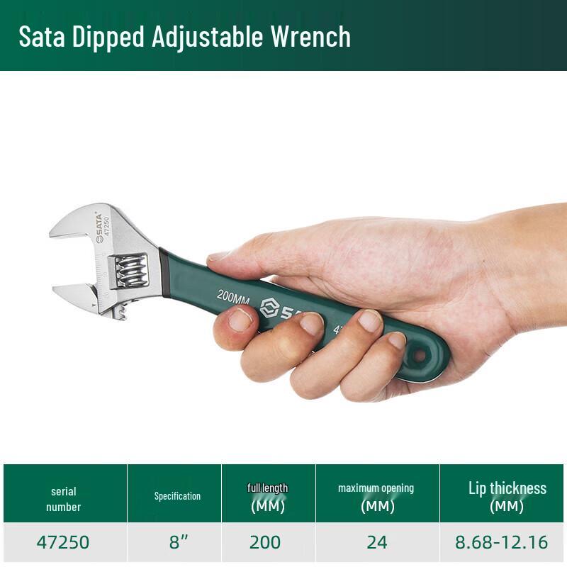SATA Dipped Handle Adjustable Wrench 8 inch
