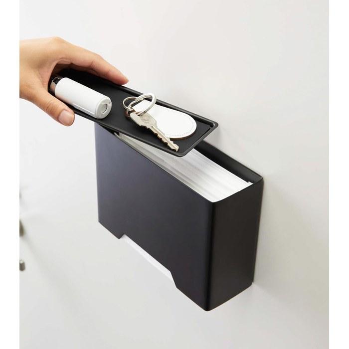 Yamazaki Magnet Mask Holder Black, Tower Mask Case Box Type, 4359, Approx. W19 X D6.5 X H13.5cm