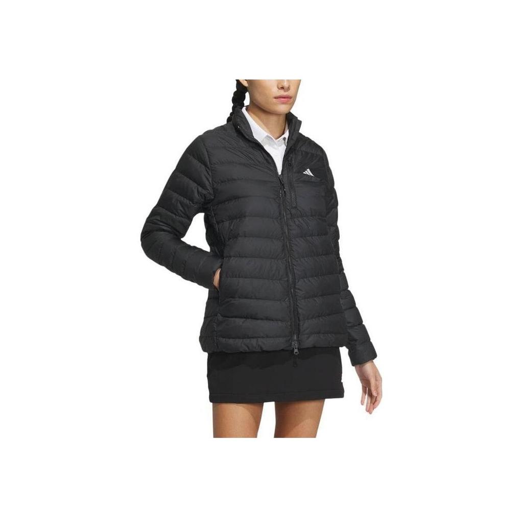 Adidas 630 Padded Solid Color Stand Collar Zipper Casual Jacket Women Jacket Black HZ6031