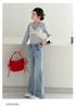Girls' Rhinestone Distressed High-Waist Flare Jeans with Star Design - Autumn 2026 Collection for Kids