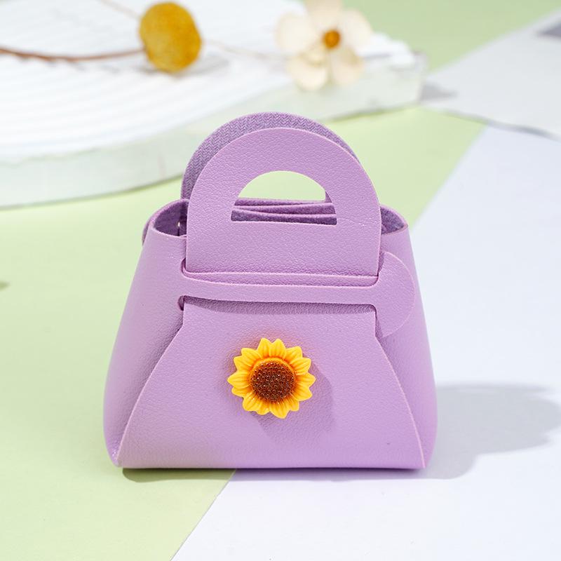 Multicolor Korean PU Leather Mini Wallet, Keychain Charm, and Sunflower Bag