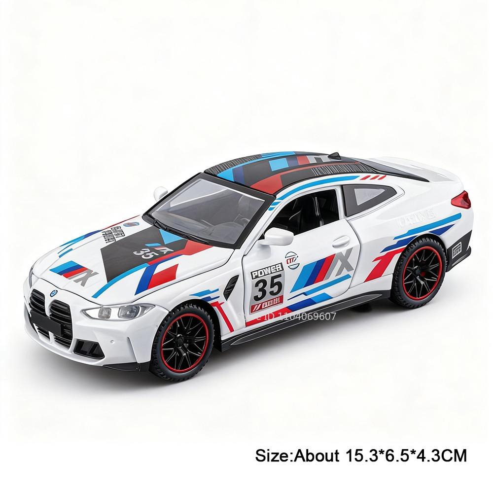 1:32 M4 Gt500 Supercar Modellspielzeug Metall Druckguss Simulation Sportwagen Sound Licht Türen Geöffnet Rückzieher Büro Schmuck Modelle