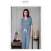 Women's Modal Rayon Pajamas Cardigan Striped Homewear Love Pockets Long Pants Casual Pajama Set