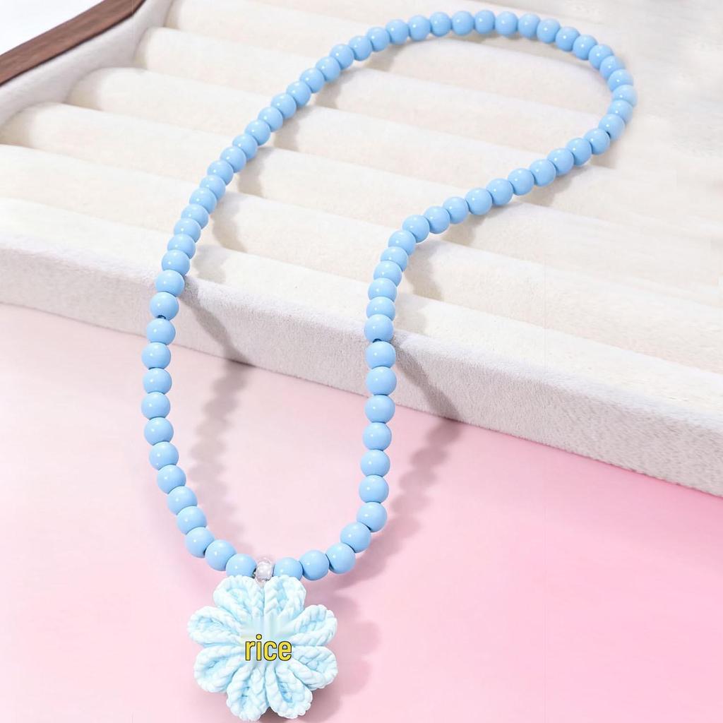 Kids' Cartoon Flower Resin Beaded Necklace - Cute Baby Toy Jewelry for Kindergarten Rewards