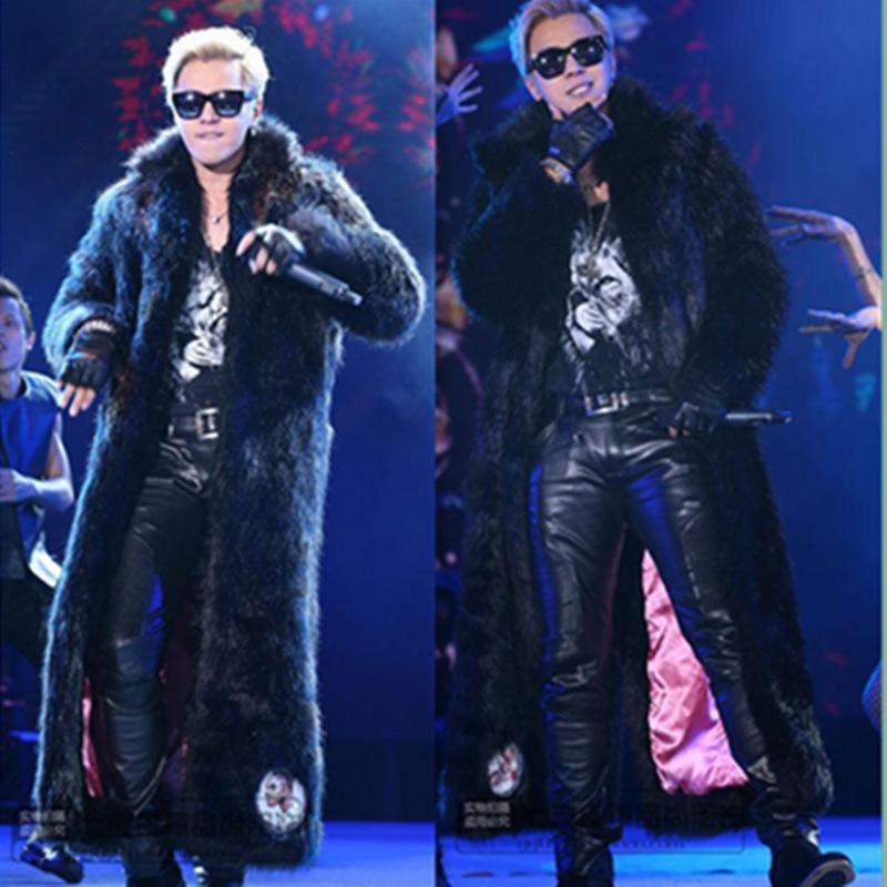 

Меховая куртка осень и зима новый модный тренч искусственный лисий мех длинное пальто большой размер теплый S чёрный