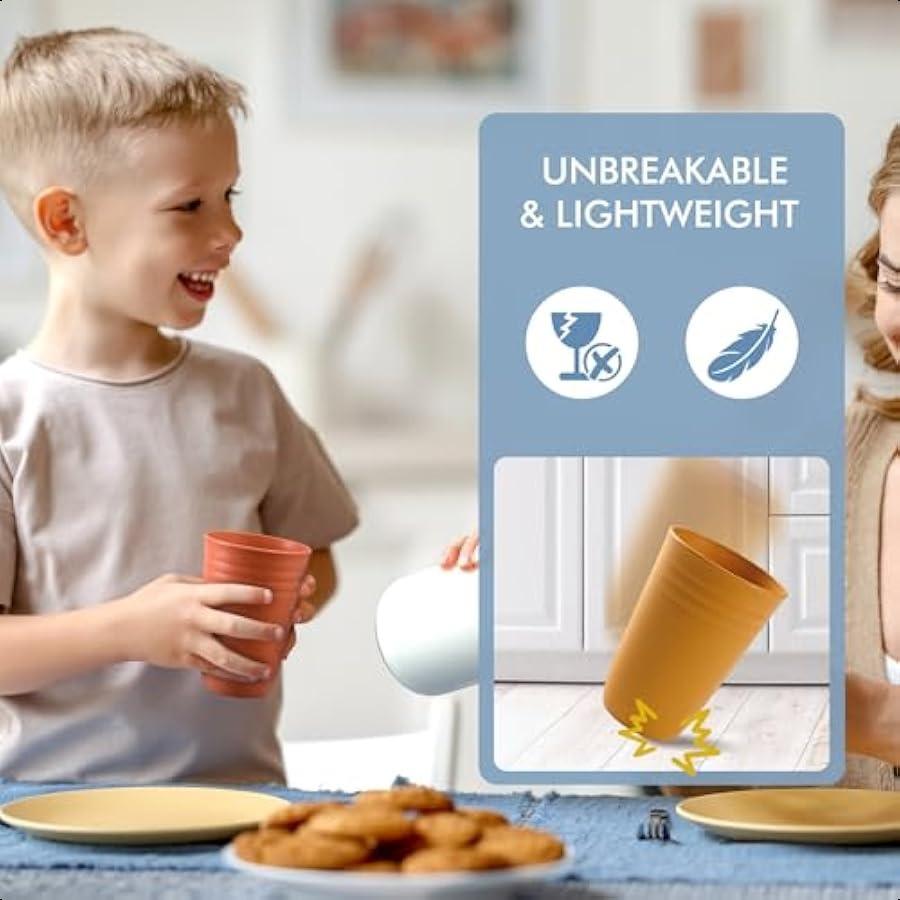 

15 унций Кружки для хлопьев из пшеничной соломы Многоразовые кружки Небьющиеся питьевые стаканы Многоразовые Безопасные для посудомоечной машины Вода Пластиковые стаканы Набор из 8 Mul United States