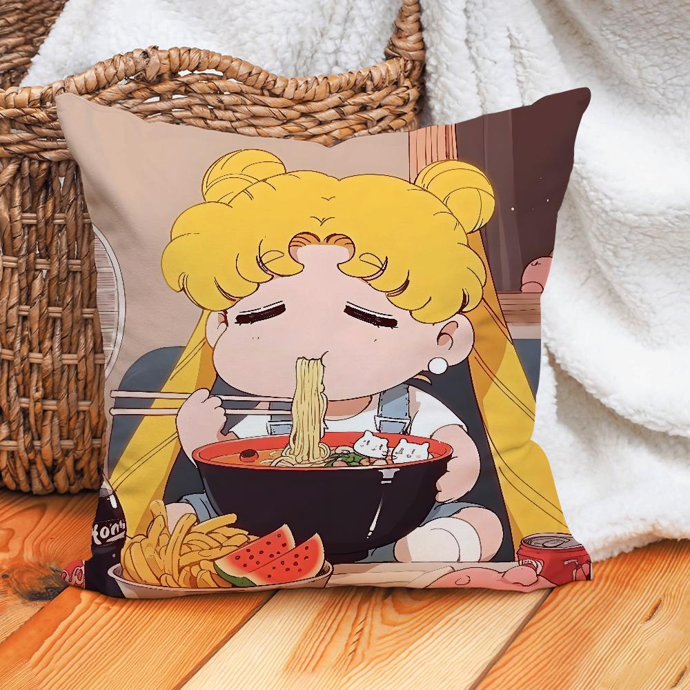 Cartoon S-SAILOR Cute M-M-MOONS Pillow Case Home Cushion Cover Suitable For Office Sofa Car Suitable For All Seasons