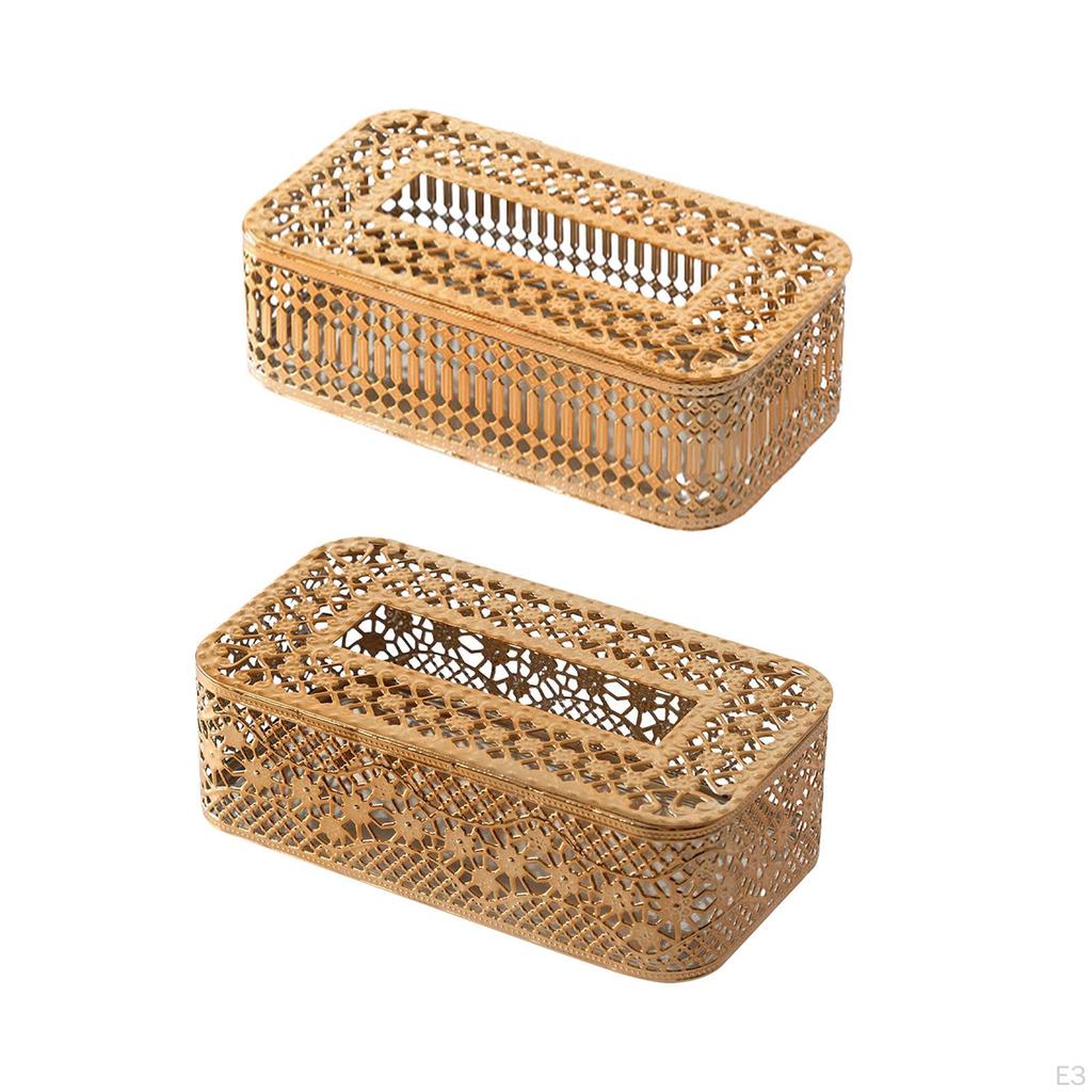 Tissue Box Cover Container Iron Art Rectangle Facial Paper Napkin Holder for Bar Home