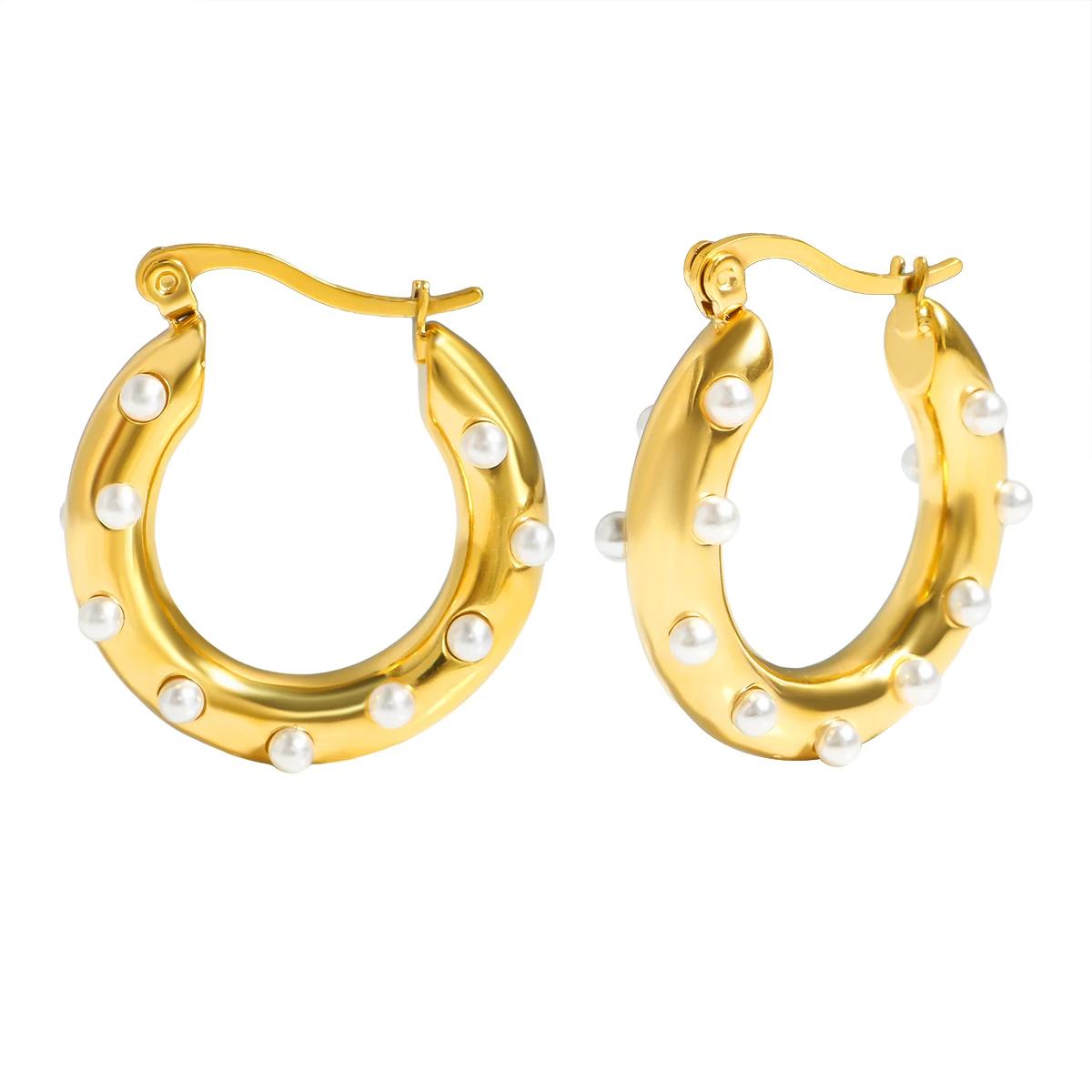 

Роскошные блестящие серьги-кольца с цирконом для женщин, модные золотистые серьги-кольца геометрической формы из нержавеющей стали, ювелирные изделия pendientes