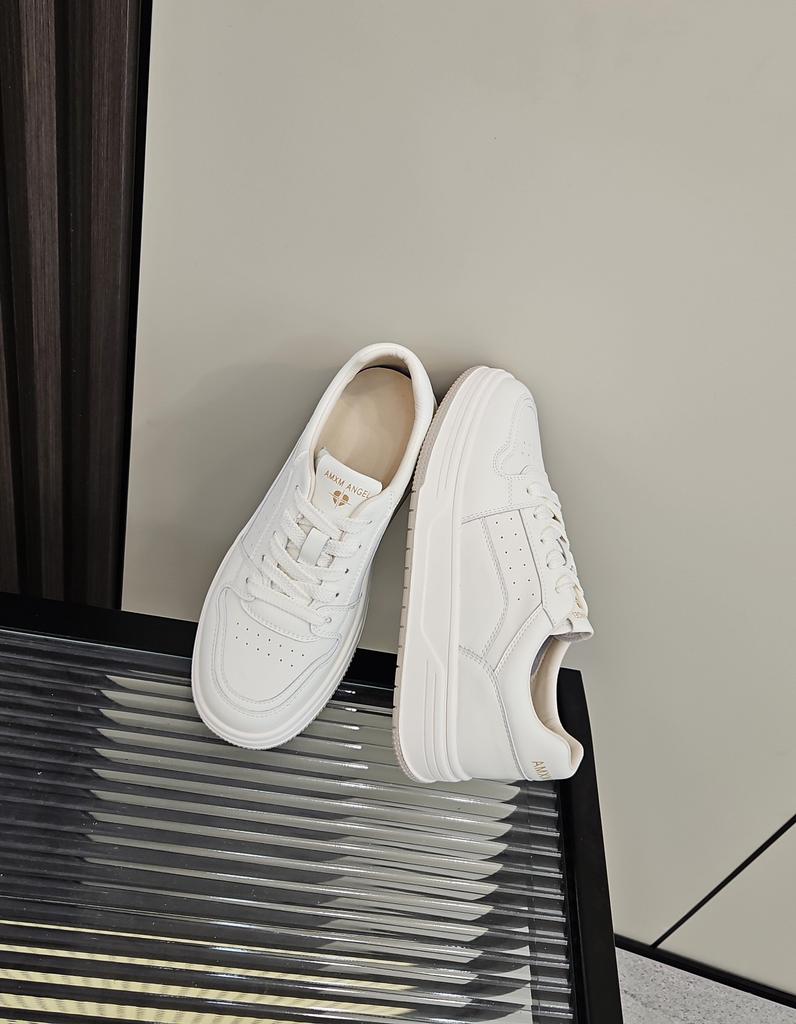 Leather board shoes women's summer 2025 new platform women's shoes versatile and thin white shoes women's lace-up shoes