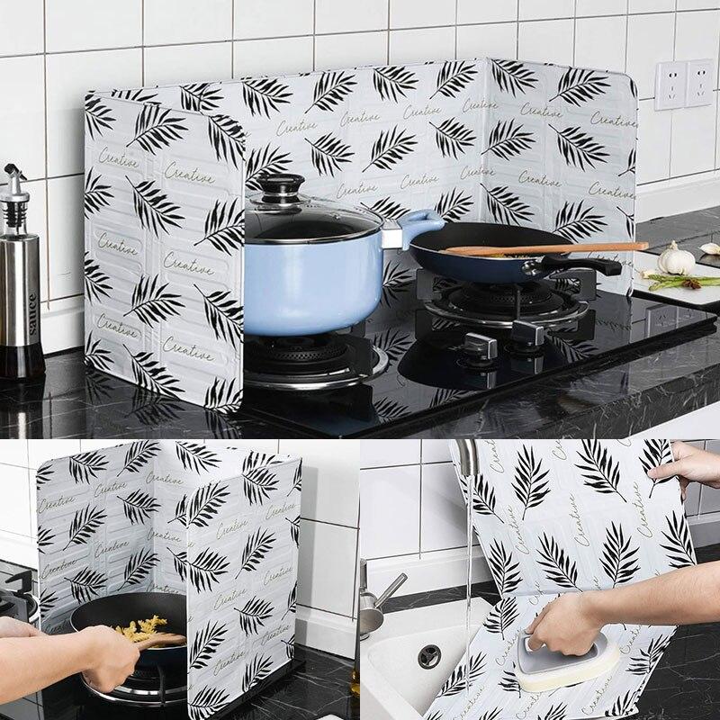 Nordic Kitchen Aluminum Foil Frying Pan Oil Splash Screen Block Gas Stove Anti Splatter Shield Guard Heat-Resistant Proof Baffle