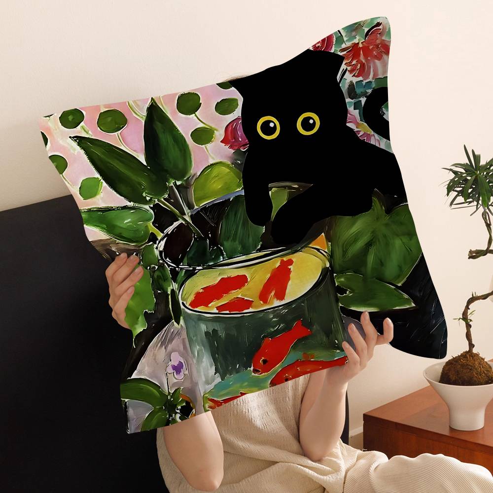 Black Cat Sunflowers Pillowcases Home Bedding Decorative Pillow Cover Wedding Super Soft Pillow Case