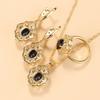 Morrocan Jewelry Sets  Gold Plated 12-Colors Zirconia Earring Necklace And Bracelet Ring For Women Fashion Accessories