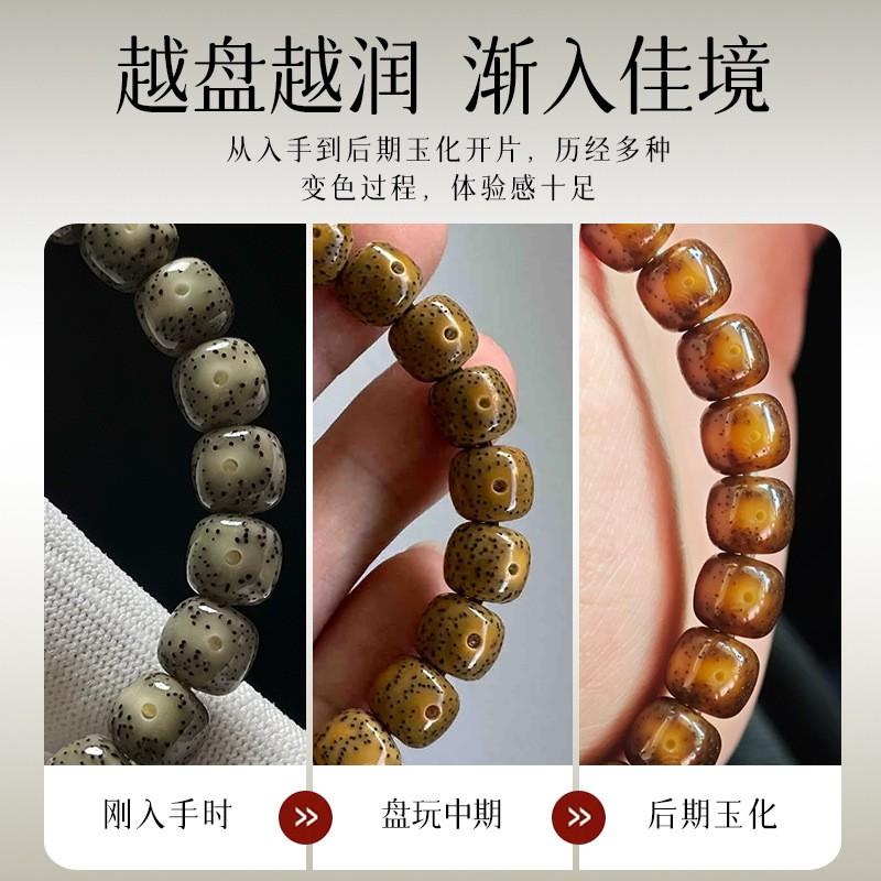 Green Shade Bodhi Seed Bracelet High-Polish Star Moon Bead Men Women Jewelry