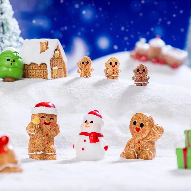 New Mini Christmas Ornament Gingerbread Man Snowman Micro Landscape Dollhouse Model DIY Dollhouse Christmas Decorations