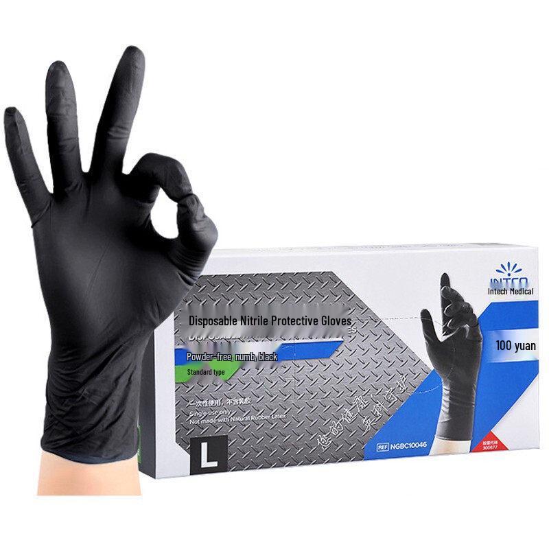 

Перчатки нитриловые черные Inco - Одноразовые, Прочные, Идеально подходят для тату и механических работ. K85 Standard Nitrile L