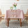 Floral Embroidery Tassel Tablecloth, Cotton Linen, Dust Proof Table Cover, Kitchen, Dining Room,Home Party, Tabletop Decor