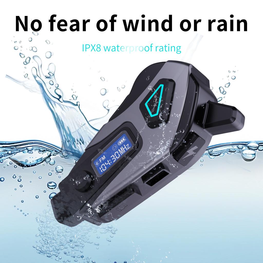 K10 Motorcycle Bluetooth 5.4 Helmet Headset 1200mAh Battery LCD Display Can DVR Video Recorder with FM Radio Waterproof Earphone