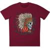 Skull Indian T-Shirt Native Chief Headdress Feather Tribal Warrior Graphic Tee