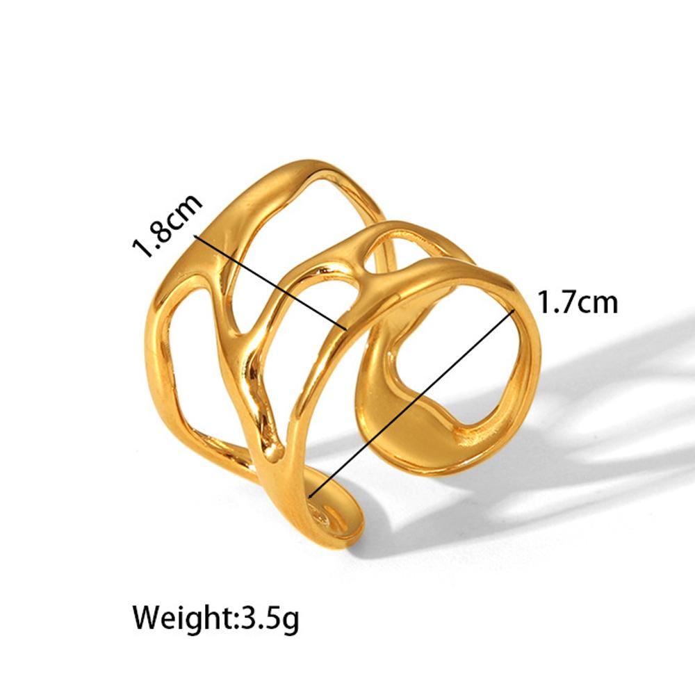 Yori New Stainless Steel Jewelry Minimalist Metal Golden 18 K PVD Plated Opening Ring for Women Waterproof Metal Jewelry