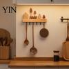 Hat And Scarf Rack Wooden Key Holder with 6 Metal Hooks, Wall Mounted Storage Modern Wood Organizer Rack, Dual Installation Ways for Entryway Kitchen