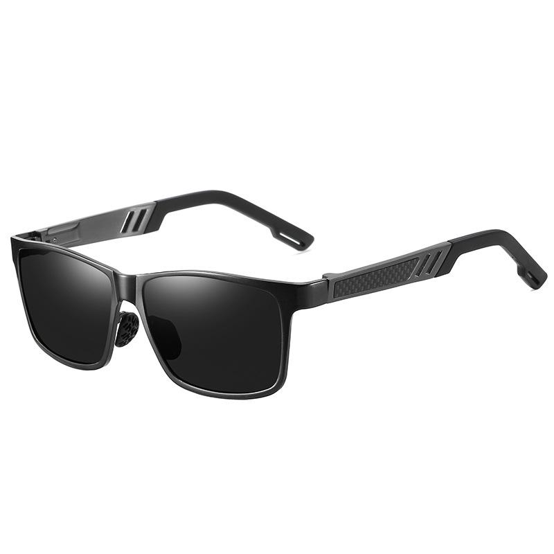 6560 Iridescent Men s Polarized Square Frame Sunglasses - Magnesium-Aluminum Metal with Wide Legs