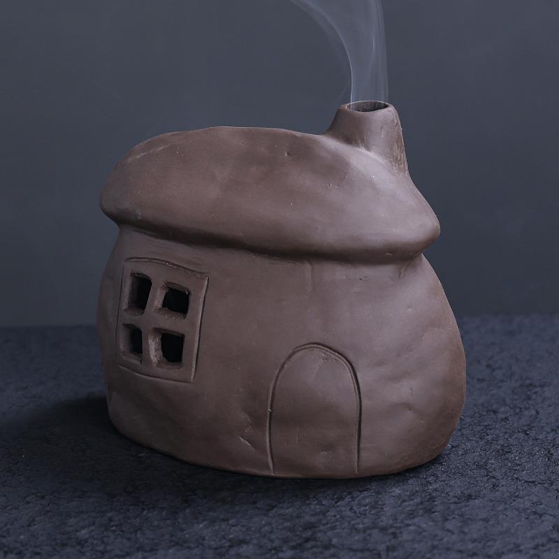 1pc Ceramic Mini Fireplace Home Decor Sage Burning Holder Creative European Style Palo Santo Incense Burner (Without Incense)