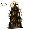 Desktop Fireplace Ornaments Farmhouse Halloween Wooden Tabletop Decorations, Table Topper Signs, Spooky Decorative Storage Accessories Pumpkin