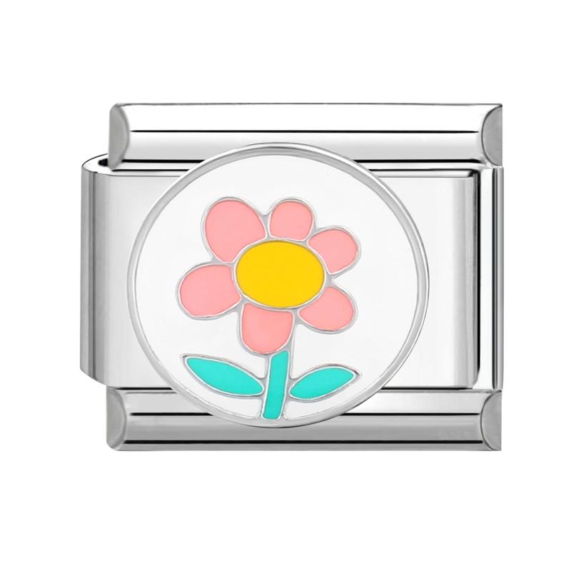 Summer Spring Colorful Flowers Bouquet Tulip Rose Heart Italian Charm Links Fit 9mm Bracelet Stainless Steel Women DIY Making