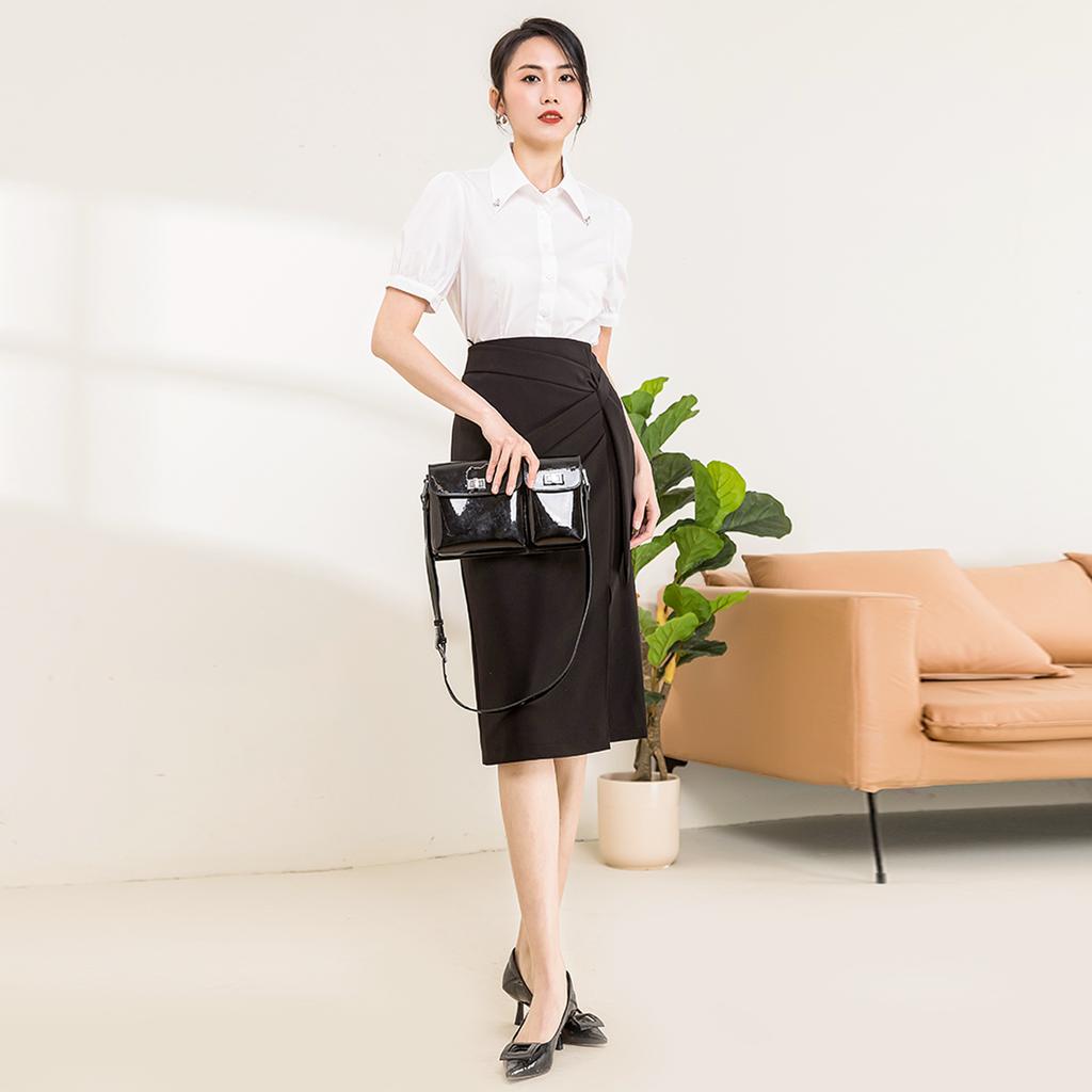 Fashionable and Simple Half Cut Skirt with Temperament for Commuting Straight Tube Skirt