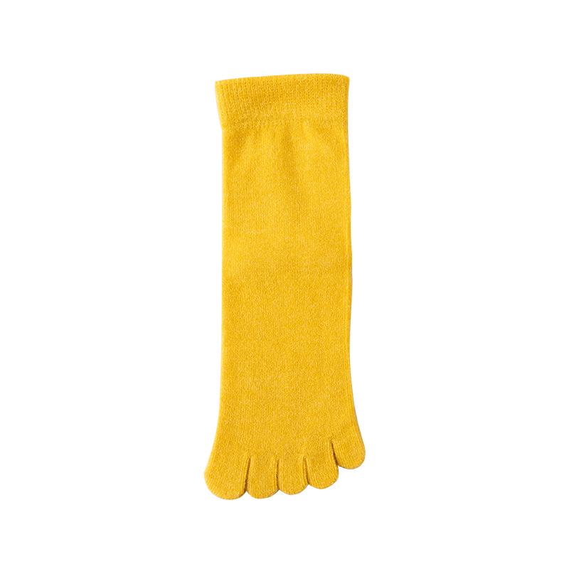 Women's Warm Wool Mid-Calf Five-Toe Socks - Multi-Color, Thick, Cold-Resistant for Autumn and Winter