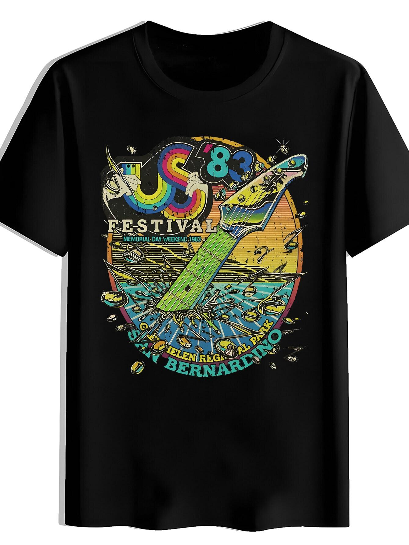 T-shirt Vintage 1983 Festival Graphic - Retro 80s Music Tee with 83 Design L