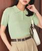 ribbed knit polo knit polo top for summer summer and spring stylish and clean M Green [Kobe Lettuce] Short-sleeved women, clothes, clothes, [C7537]