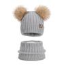 Children's hats Outdoor warm three-piece set Boys and girls fleece ear protector pullover hat Cute hairball knitted wool hat
