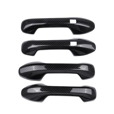 Car Exterior Door Handle Cover Trim Fit For Hyundai Palisade     Black Carbon Fiber Style ABS