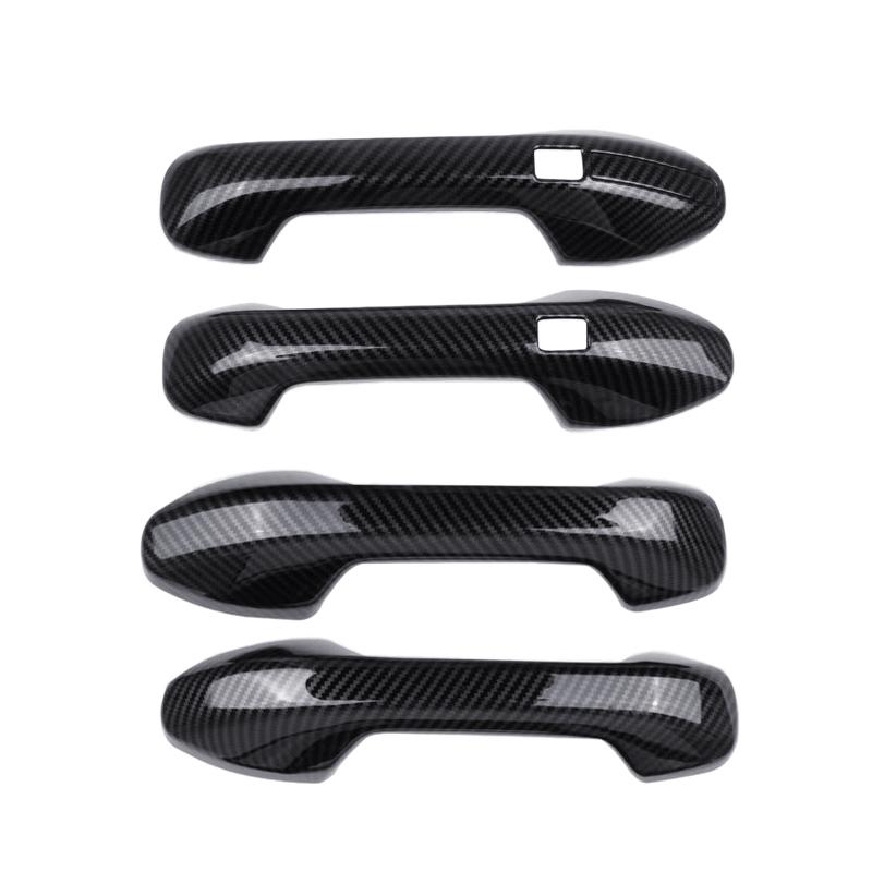

Car Exterior Door Handle Cover Trim Fit For Hyundai Palisade Black Carbon Fiber Style ABS
